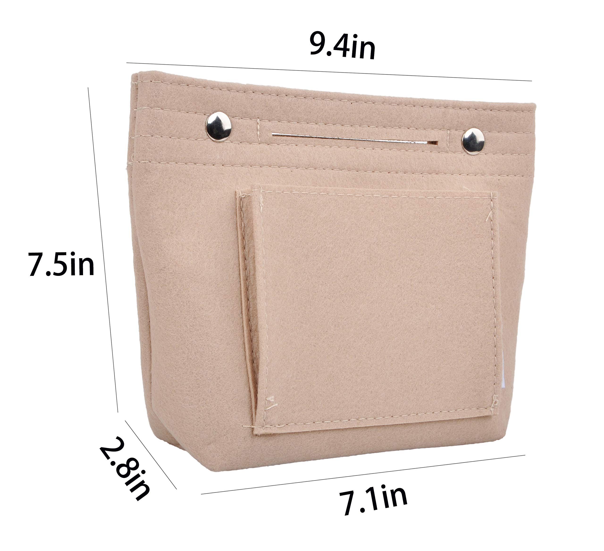 Vercord Mini Slim Small Felt Purse Organizer Insert Inside Handbag Tote Pocketbook for Women Beige