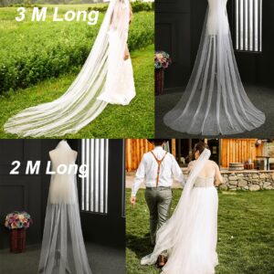 EllieHouse 1 Tier Plain Tulle Wedding Bridal Veil With Metal Comb Ivory 2M