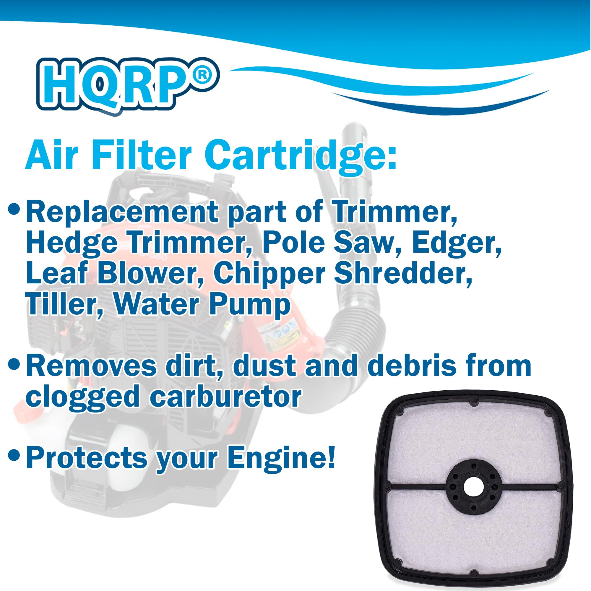 HQRP Filter (5-pack) compatible with Echo PB-200 PB-201 PB-250 PB-250LN PB-252 PB-2100 PB-2155 PB-2455 Handheld Leaf Blower/Vacuum