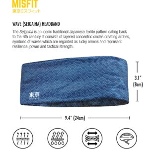 Tokyo Misfit - Japanese Headbands for Men & Women, Sweat Band, Workout, Yoga, Fashion, Running, Sports, Basketball, Bandana (Wave-Seigaiha)