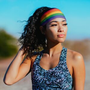 Suddora Rainbow Tapered Headband - for Workout, Sports, and Rainbow Pride Parade