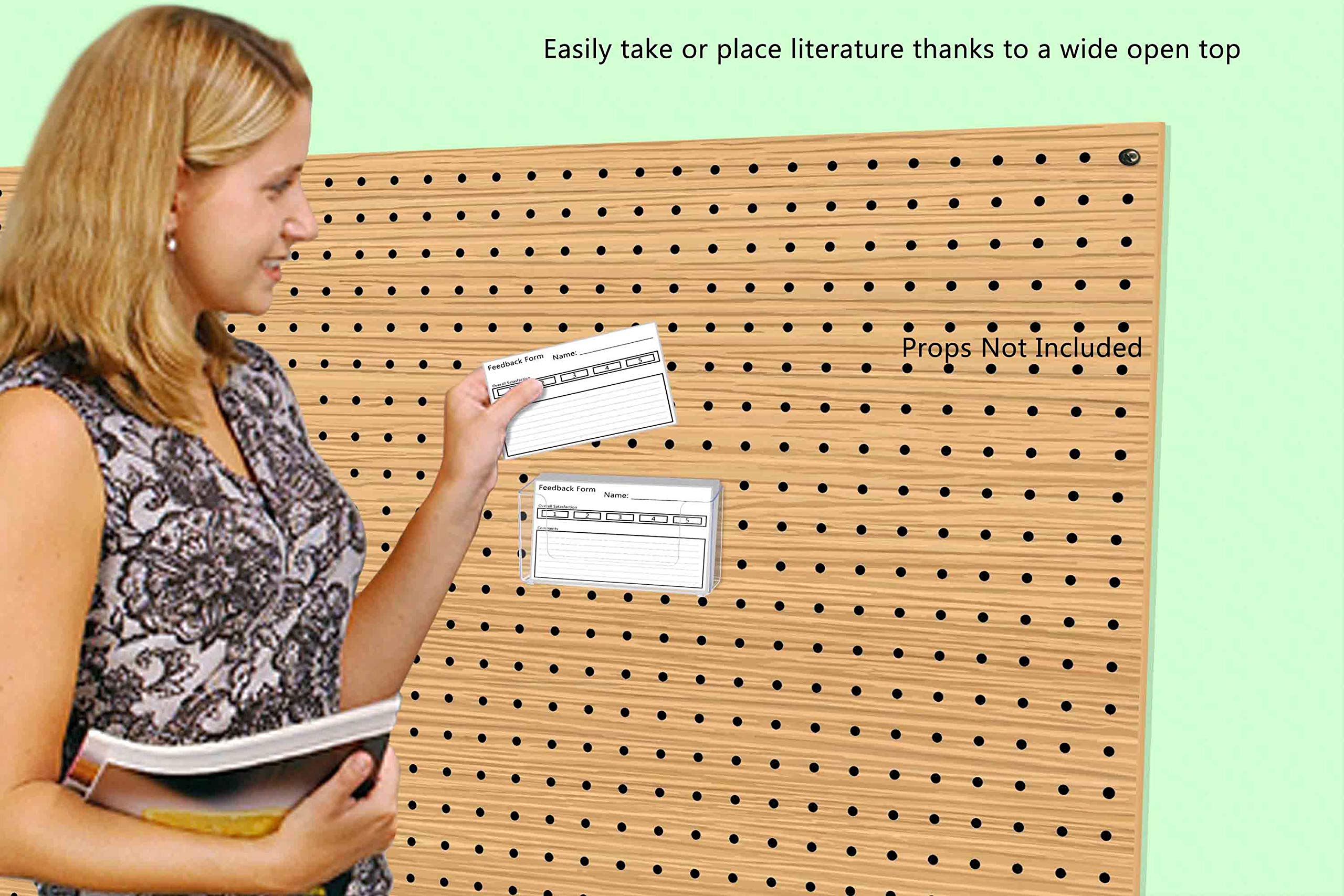 Marketing Holders 2 Pack Pegboard Postcard Holder for 5 Inch Wide Printed Advertisement Materials Space Saving Clear Acrylic Display Rack in Retail Stores and Offices No Assembly Required