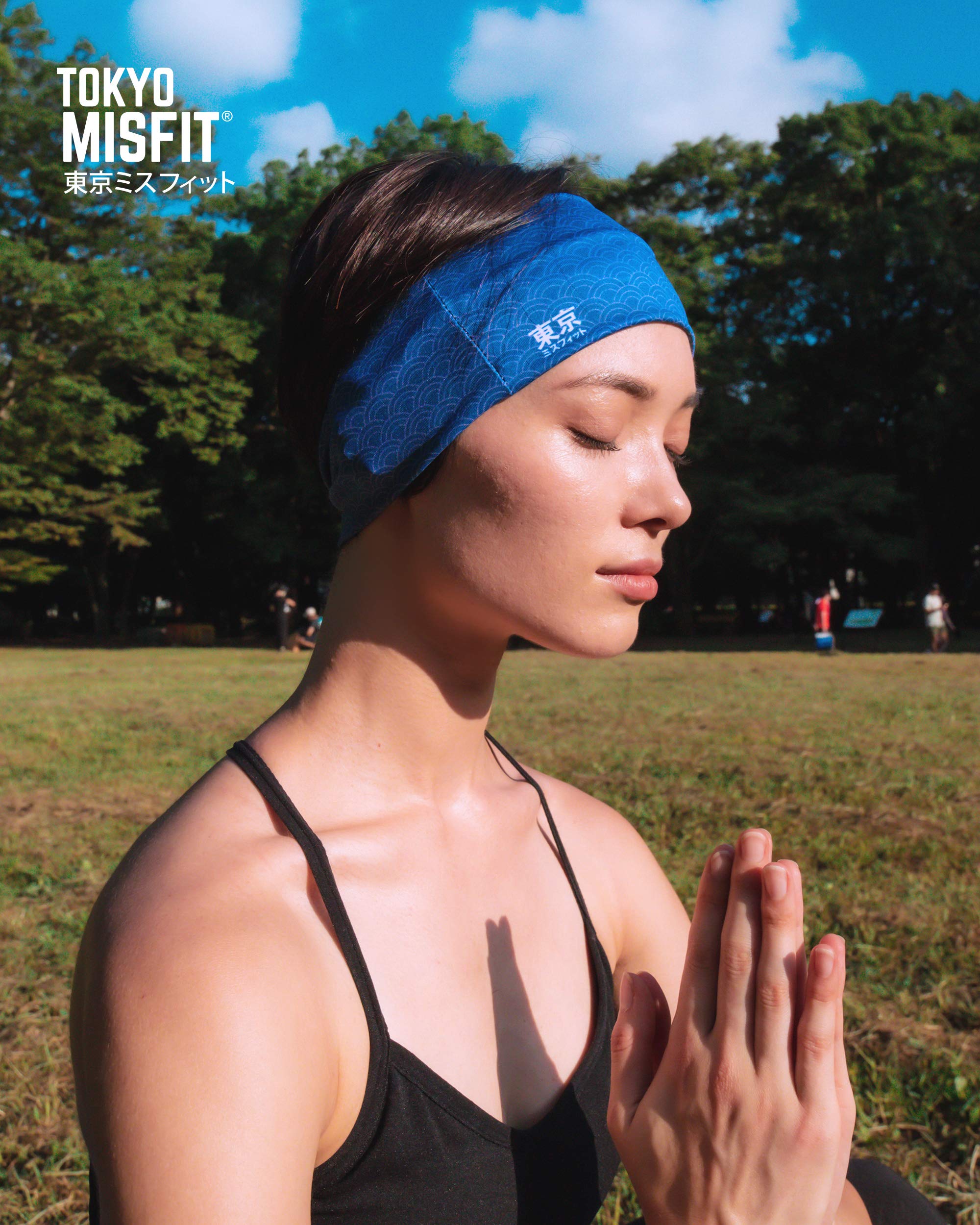 Tokyo Misfit - Japanese Headbands for Men & Women, Sweat Band, Workout, Yoga, Fashion, Running, Sports, Basketball, Bandana (Wave-Seigaiha)