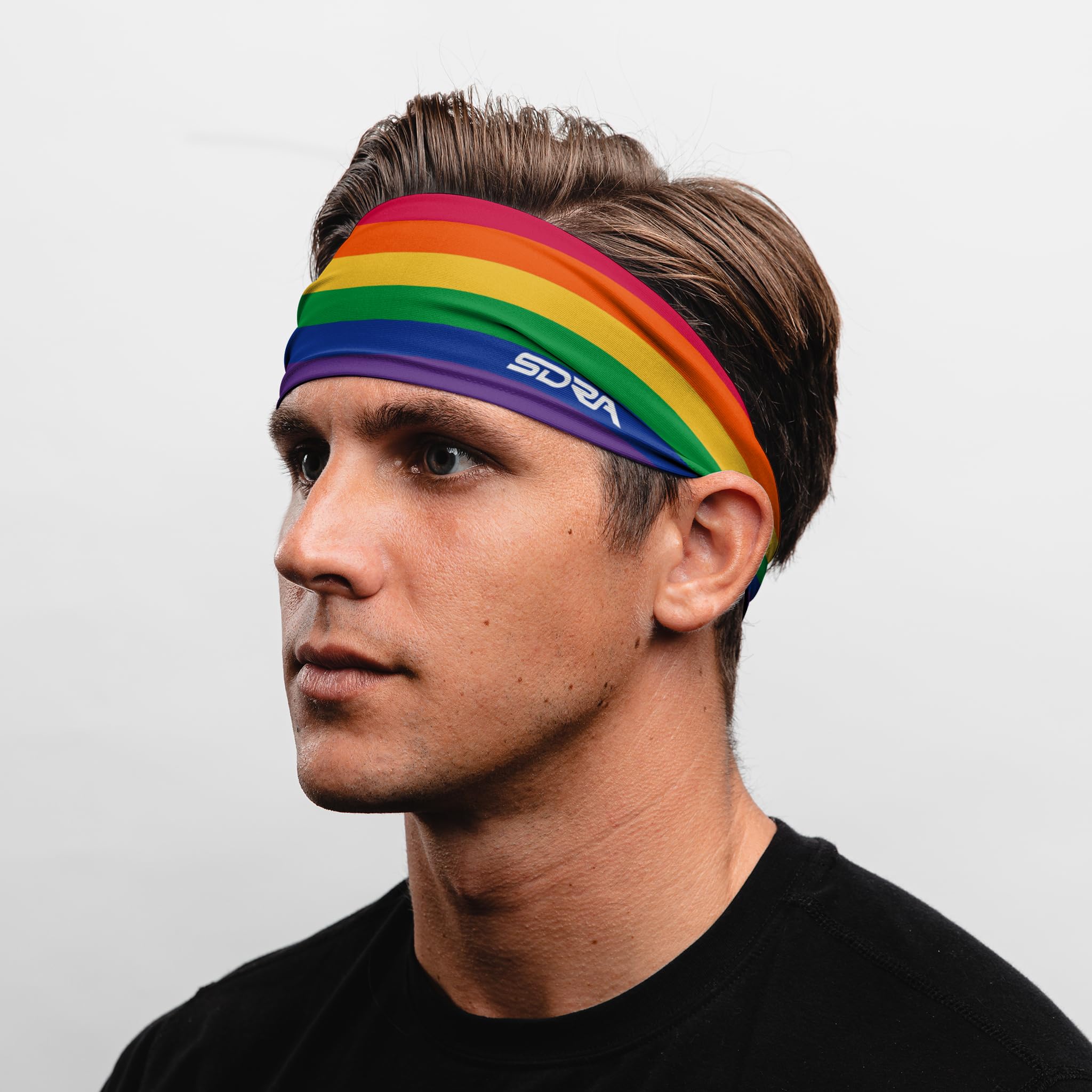 Suddora Rainbow Tapered Headband - for Workout, Sports, and Rainbow Pride Parade