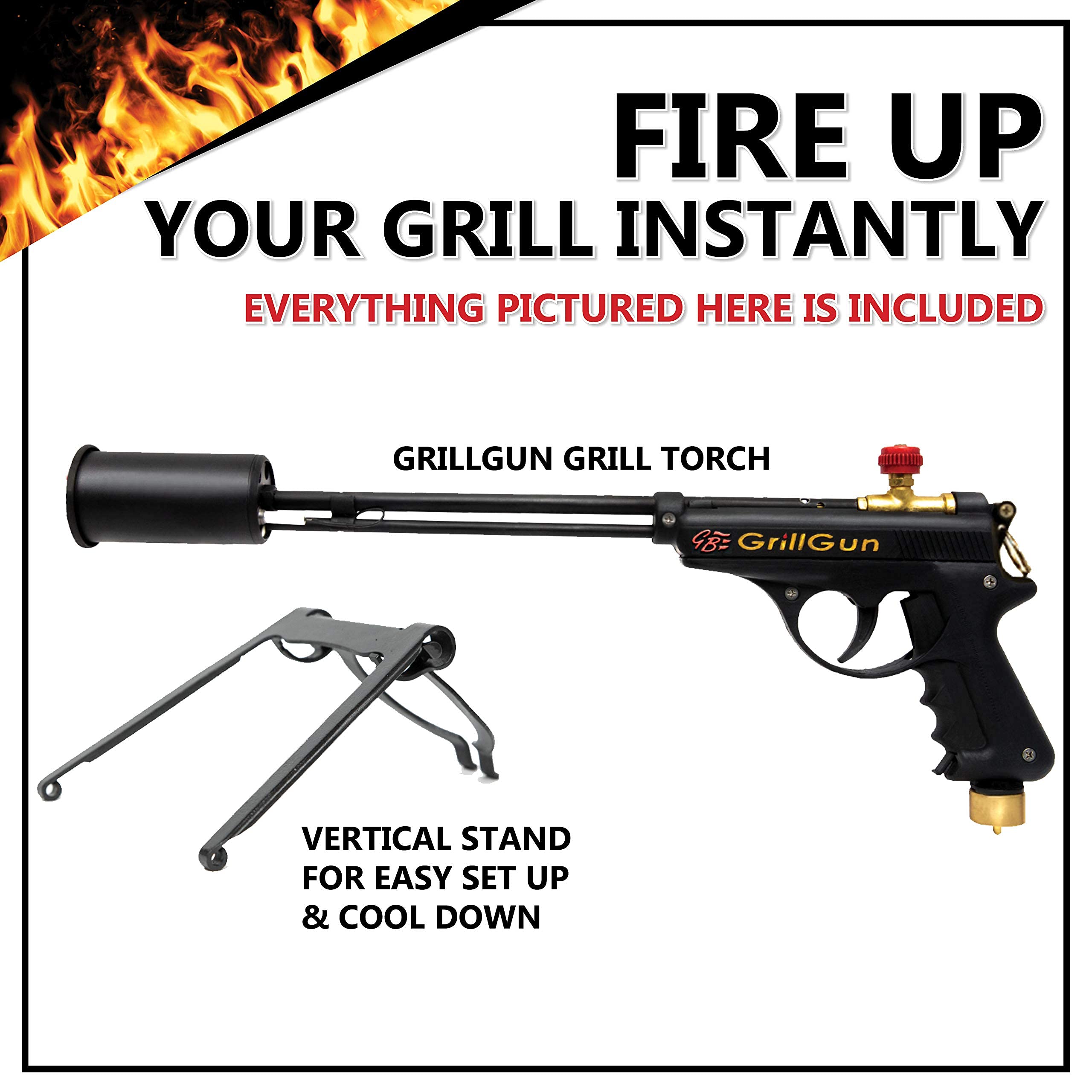 GRILLBLAZER GrillGun Basic Grill Torch & Lighter - Charcoal and Wood Starter - Professional Grilling and BBQ Handheld Blowtorch for Chefs, Men and Women Who Want to have the Best Tool for the Job