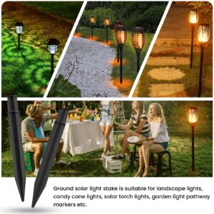 SDTC Tech 6-Pack 8.26 Inch / 21cm ABS Ground Spikes Solar Torch Light Garden Plastic Ground Stakes for Garden Light Pathway Markers (Pole Inside Diameter 0.83 Inch)