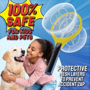 ASISNAI Bug Zapper 18" Electric Fly & Mosquito Swatter Racket - Outdoor/Indoor Killer for Flies, Battery-Operated Tennis Killing Zap, 3000 Volts Electronic Catcher, 2 AA Batteries Included - Yellow