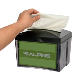 alpine tabletop commercial napkin dispenser restaurant napkin holder for easy access to interfold napkins from both sides with an insert marketing space for restaurants, cafeterias, food trucks, club