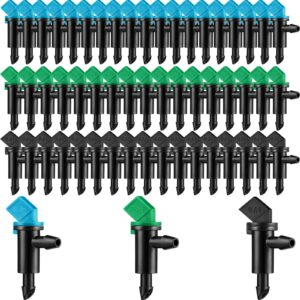 mudder 60 pieces drip emitter garden flag irrigation dripper in 3 sizes, trees and shrubs, 1 gph, 2 gph, 4 gph