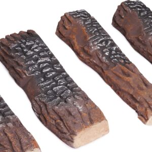 GASPRO Ceramic Logs for Gas Fireplace, 10-Piece Vented Faux Logs for Indoor Natural Gas Fireplace, Large Size