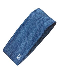 tokyo misfit - japanese headbands for men & women, sweat band, workout, yoga, fashion, running, sports, basketball, bandana (wave-seigaiha)