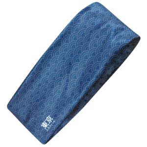 Tokyo Misfit - Japanese Headbands for Men & Women, Sweat Band, Workout, Yoga, Fashion, Running, Sports, Basketball, Bandana (Wave-Seigaiha)