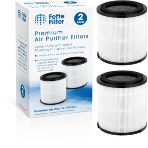 fette filter - h13 true hepa replacement filter, compatible with silveronyx 5-speed air purifier kj150f-c02, 4-in-1 h13 grade true hepa filter, for large room 500 sq ft, 2-pack