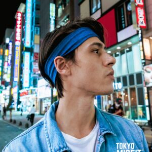 Tokyo Misfit - Japanese Headbands for Men & Women, Sweat Band, Workout, Yoga, Fashion, Running, Sports, Basketball, Bandana (Wave-Seigaiha)