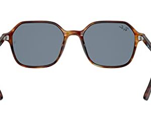 Ray-Ban RB2194 John Square Sunglasses, Striped Havana/Blue, 53 mm