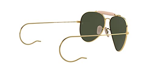 Ray-Ban RB3030 Outdoorsman I Aviator Sunglasses, Polished Gold/G-15 Green, 58 mm