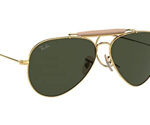 Ray-Ban RB3030 Outdoorsman I Aviator Sunglasses, Polished Gold/G-15 Green, 58 mm