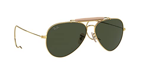 Ray-Ban RB3030 Outdoorsman I Aviator Sunglasses, Polished Gold/G-15 Green, 58 mm