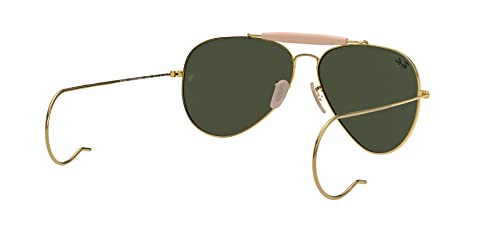 Ray-Ban RB3030 Outdoorsman I Aviator Sunglasses, Polished Gold/G-15 Green, 58 mm