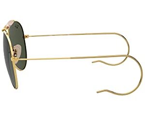 Ray-Ban RB3030 Outdoorsman I Aviator Sunglasses, Polished Gold/G-15 Green, 58 mm