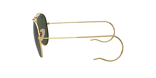 Ray-Ban RB3030 Outdoorsman I Aviator Sunglasses, Polished Gold/G-15 Green, 58 mm