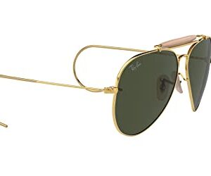 Ray-Ban RB3030 Outdoorsman I Aviator Sunglasses, Polished Gold/G-15 Green, 58 mm