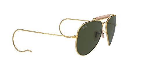 Ray-Ban RB3030 Outdoorsman I Aviator Sunglasses, Polished Gold/G-15 Green, 58 mm