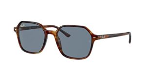 ray-ban rb2194 john square sunglasses, striped havana/blue, 53 mm