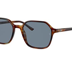 Ray-Ban RB2194 John Square Sunglasses, Striped Havana/Blue, 53 mm