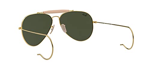 Ray-Ban RB3030 Outdoorsman I Aviator Sunglasses, Polished Gold/G-15 Green, 58 mm