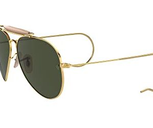 Ray-Ban RB3030 Outdoorsman I Aviator Sunglasses, Polished Gold/G-15 Green, 58 mm