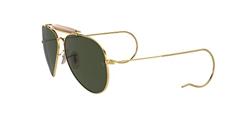 Ray-Ban RB3030 Outdoorsman I Aviator Sunglasses, Polished Gold/G-15 Green, 58 mm