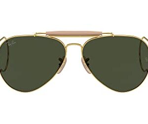 Ray-Ban RB3030 Outdoorsman I Aviator Sunglasses, Polished Gold/G-15 Green, 58 mm