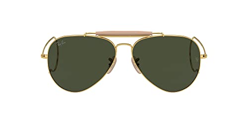 Ray-Ban RB3030 Outdoorsman I Aviator Sunglasses, Polished Gold/G-15 Green, 58 mm