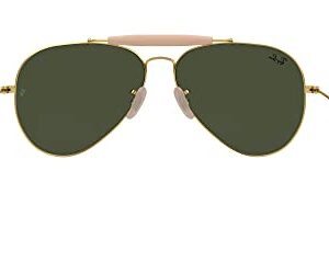 Ray-Ban RB3030 Outdoorsman I Aviator Sunglasses, Polished Gold/G-15 Green, 58 mm