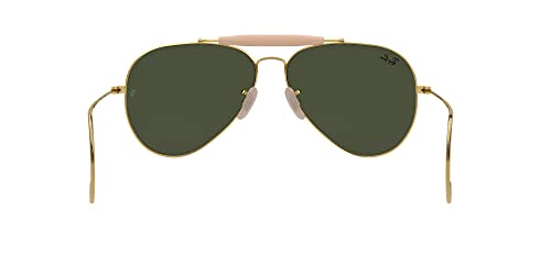 Ray-Ban RB3030 Outdoorsman I Aviator Sunglasses, Polished Gold/G-15 Green, 58 mm