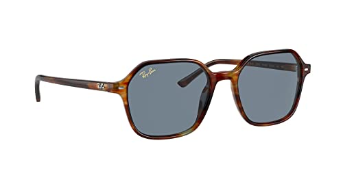 Ray-Ban RB2194 John Square Sunglasses, Striped Havana/Blue, 53 mm