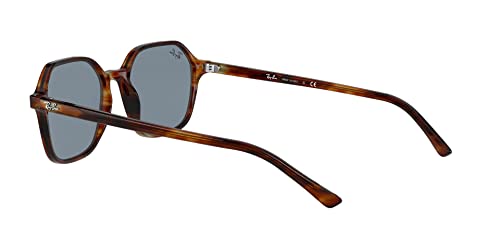 Ray-Ban RB2194 John Square Sunglasses, Striped Havana/Blue, 53 mm