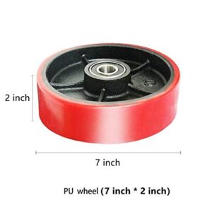 Tory Carrier Pallet Jack/Truck Wheels 7 inchx 2 inch Poly Tread red Fasteners - A Pair