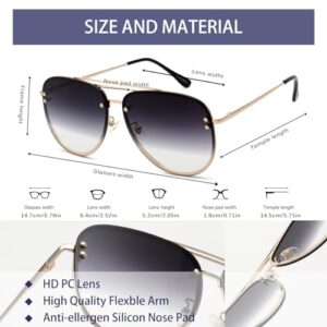 VIVIENFANG Oversized Aviator Sunglasses Womens Trendy 2025 Big Gold/Gradient PC Lens Desinger Sun Glasses for Women 87247E