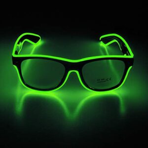 aquat light up el wire neon rave glasses glow flashing led sunglasses costumes for party, edm, halloween rb01 (neon green, black frame)