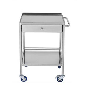 2-layer medical trolley stainless steel healthcare trolley mobile care car clinic carts medical laboratory equipment carts spa beauty salon tool car (1 drawer)