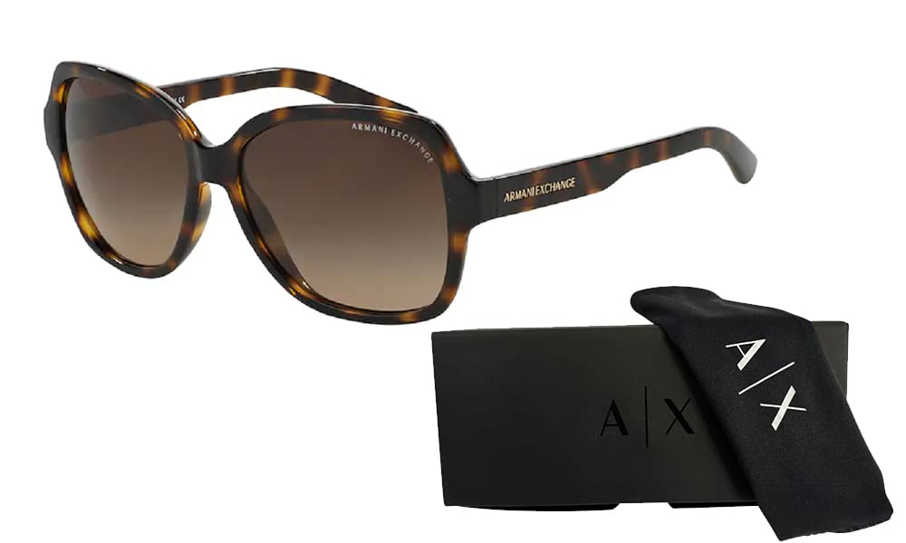 Armani Exchange A｜X AX4029S FIT 811713 57M Dark Tortoise/Dark Brown Gradient Cateye Sunglasses For Women+ BUNDLE with Designer iWear Eyewear Kit