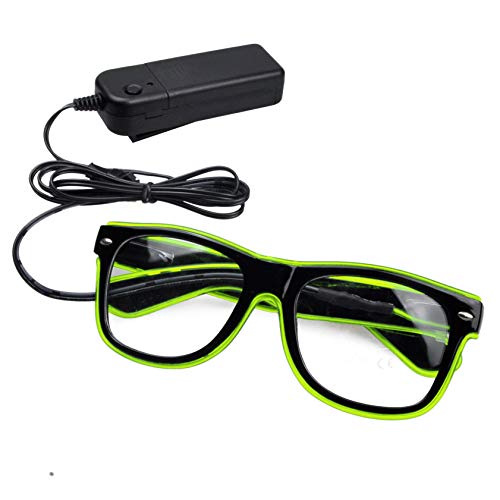 Aquat Light up El Wire Neon Rave Glasses Glow Flashing LED Sunglasses Costumes For Party, EDM, Halloween RB01 (Neon green, Black Frame)