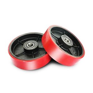 Tory Carrier Pallet Jack/Truck Wheels 7 inchx 2 inch Poly Tread red Fasteners - A Pair