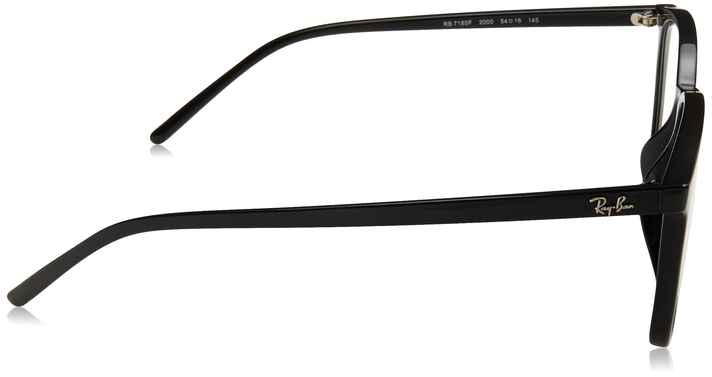 Ray-Ban RX7185F Low Bridge Fit Square Prescription Eyeglass Frames, Black/Demo Lens, 54 mm