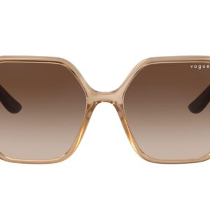 Vogue Eyewear Women's VO5361S Hexagonal Sunglasses, Transparent Caramel/Brown Gradient, 55 mm