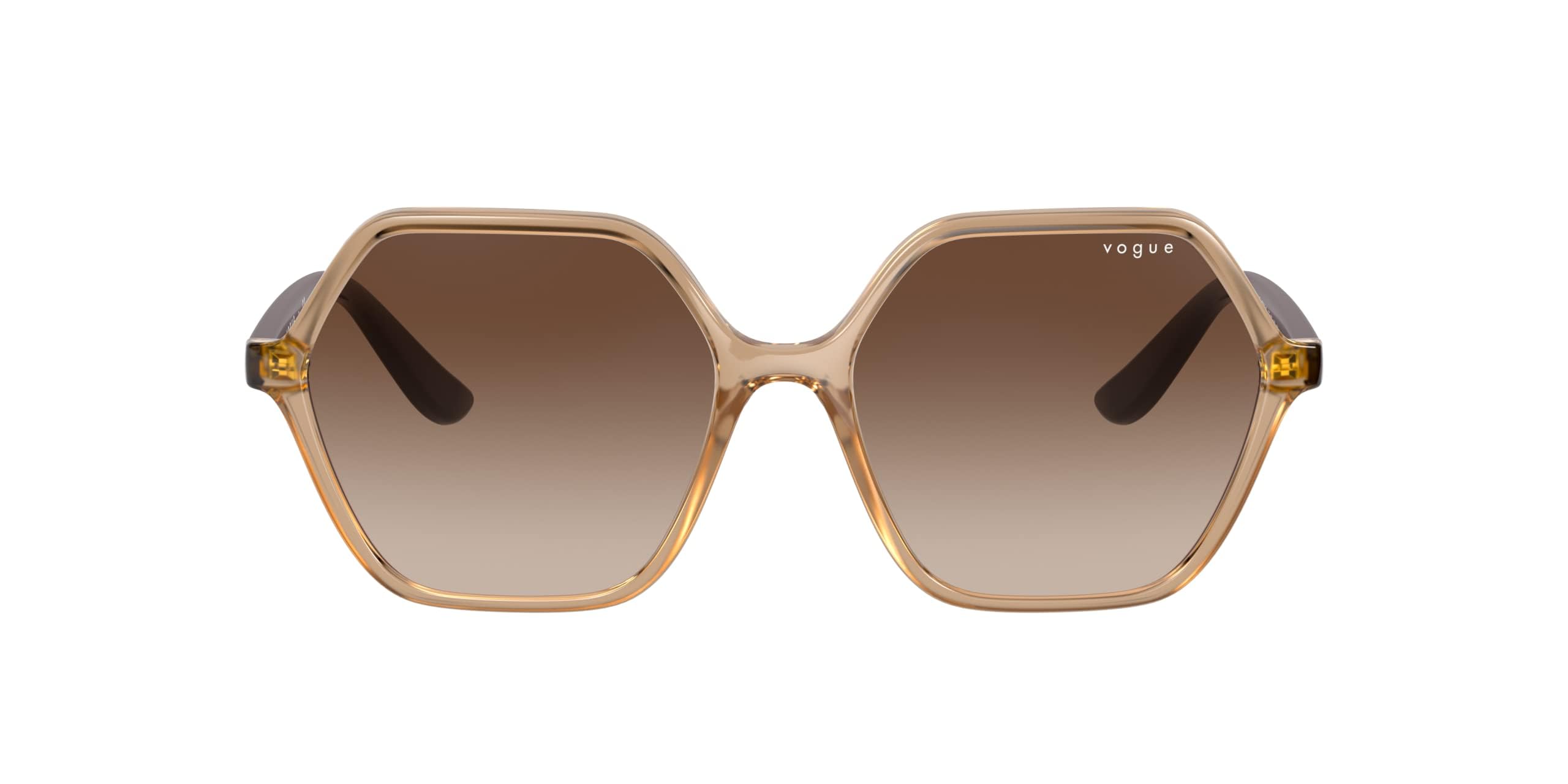 Vogue Eyewear Women's VO5361S Hexagonal Sunglasses, Transparent Caramel/Brown Gradient, 55 mm