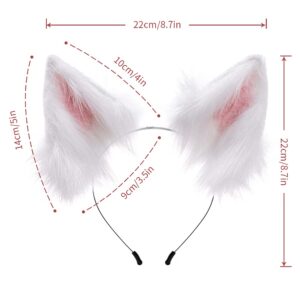 HAOAN Handmade Faux Fur Fox Wolf Ears Headband Halloween Christmas Cosplay Party Costume Accessories