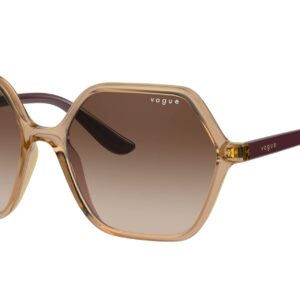 Vogue Eyewear Women's VO5361S Hexagonal Sunglasses, Transparent Caramel/Brown Gradient, 55 mm